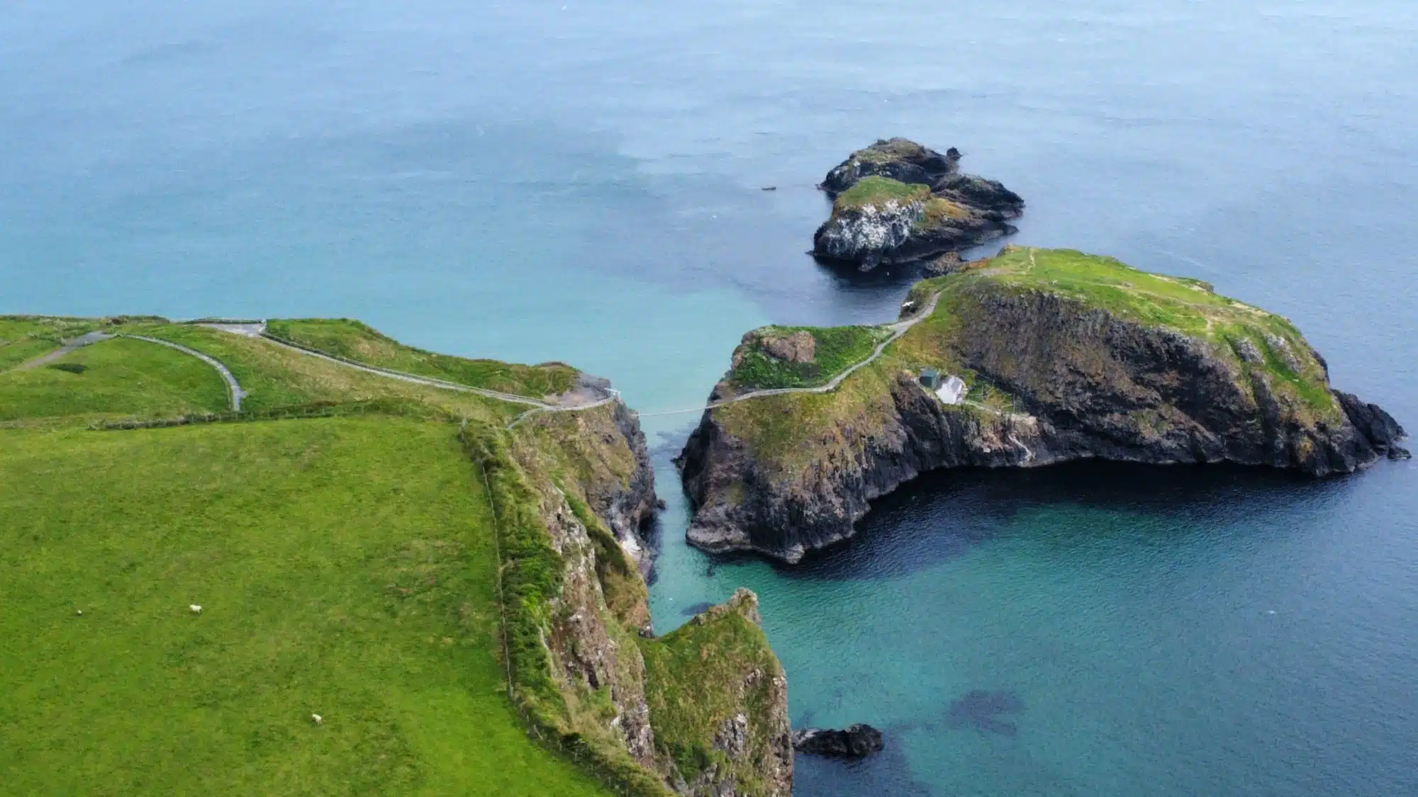 Aerial view of the Carrick-a-Rede Rope Bridge